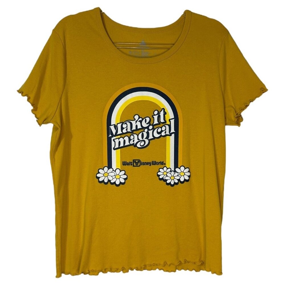 Disney Parks Make‎ It Magical Scalloped Hem Yellow T-shirt Women’s Size XL